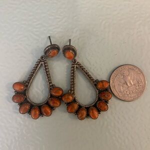 Elegant Orange Spiny Teardrop Earrings